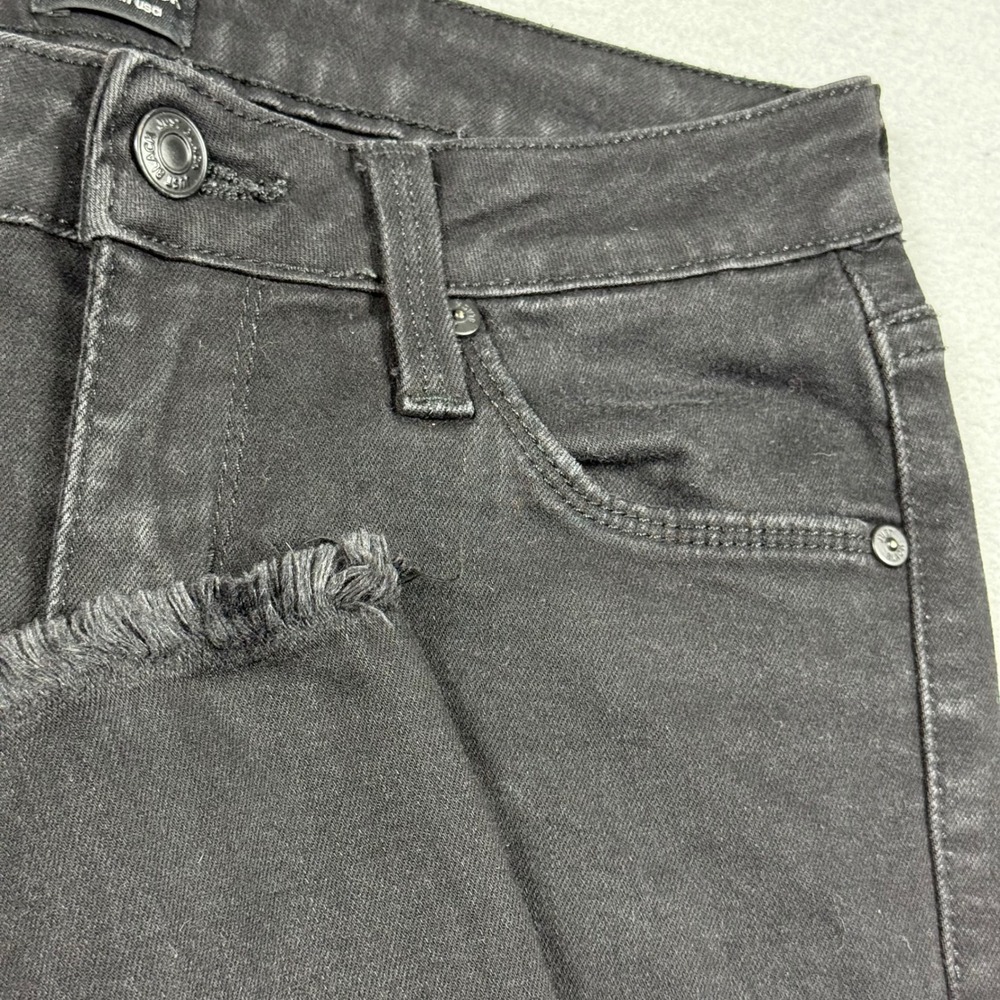 Just Black Distressed Skinny Jeans Black Frayed Hem Size 25 Made in USA